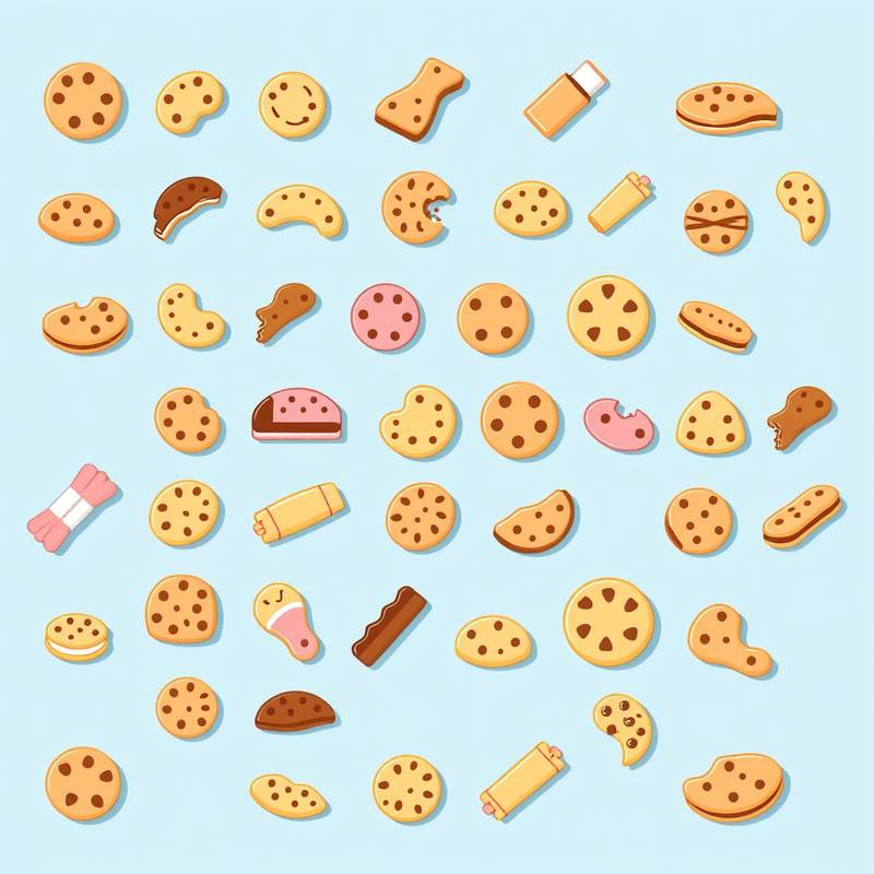 Et billede af flere forskellige cookie ikoner, der repræsenterer forskellige typer af cookies og deres funktioner.